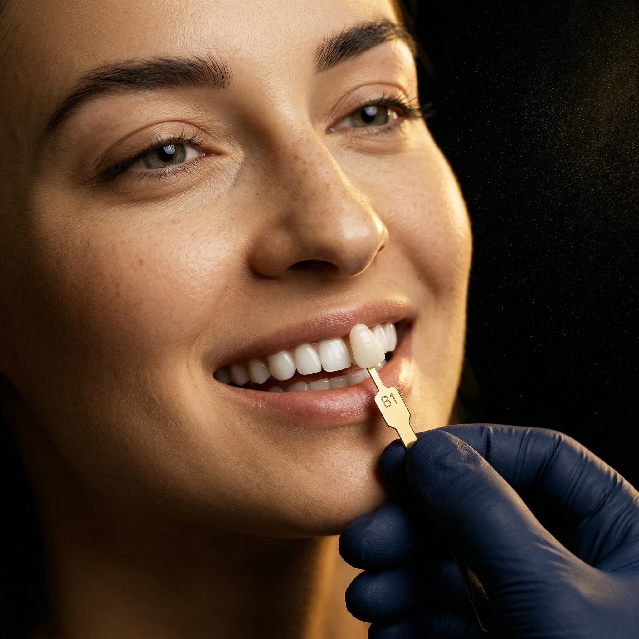 Comparacion de color dental para tratamiento de carillas esteticas