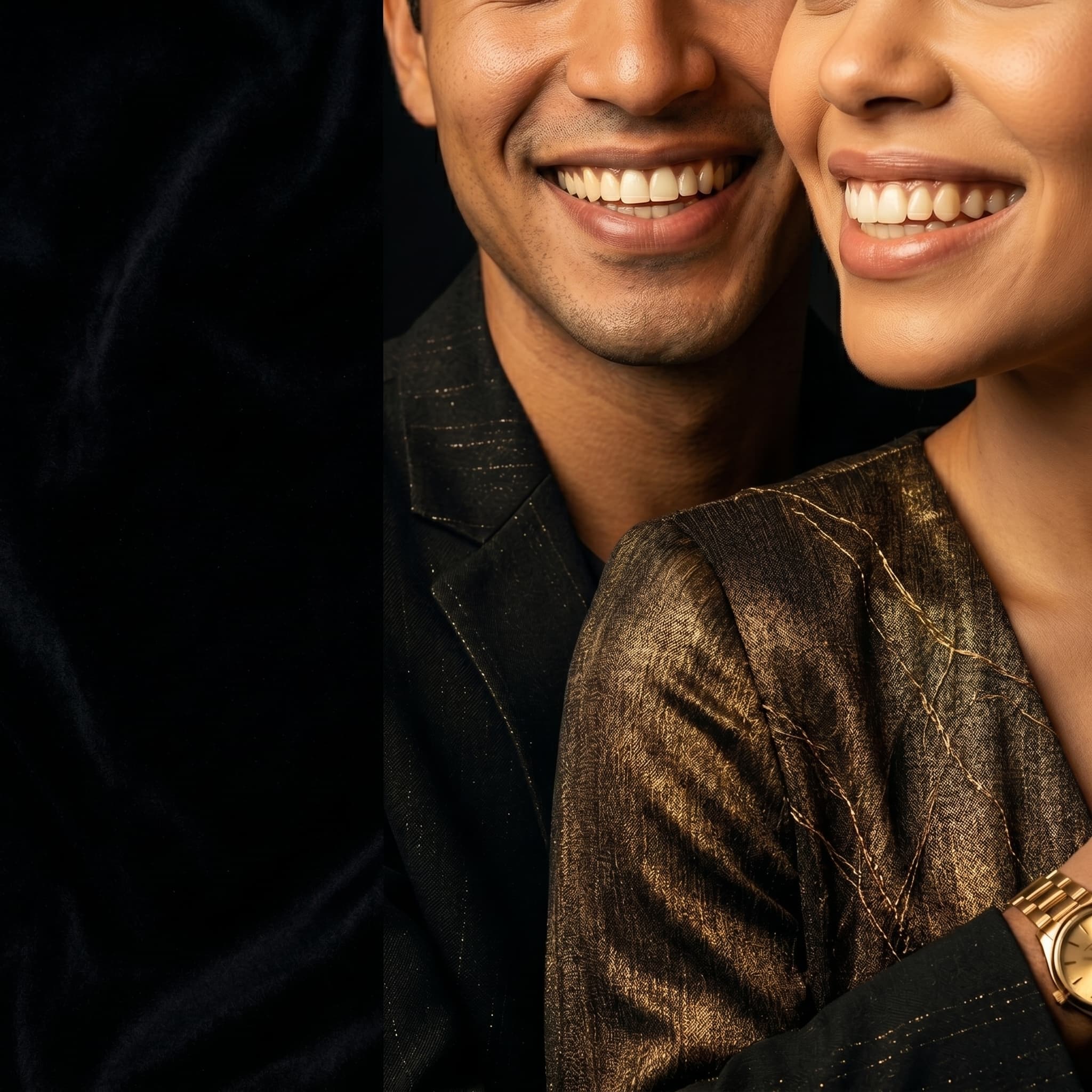 Two-patient dental care package presented with whitening and cleaning treatment tools