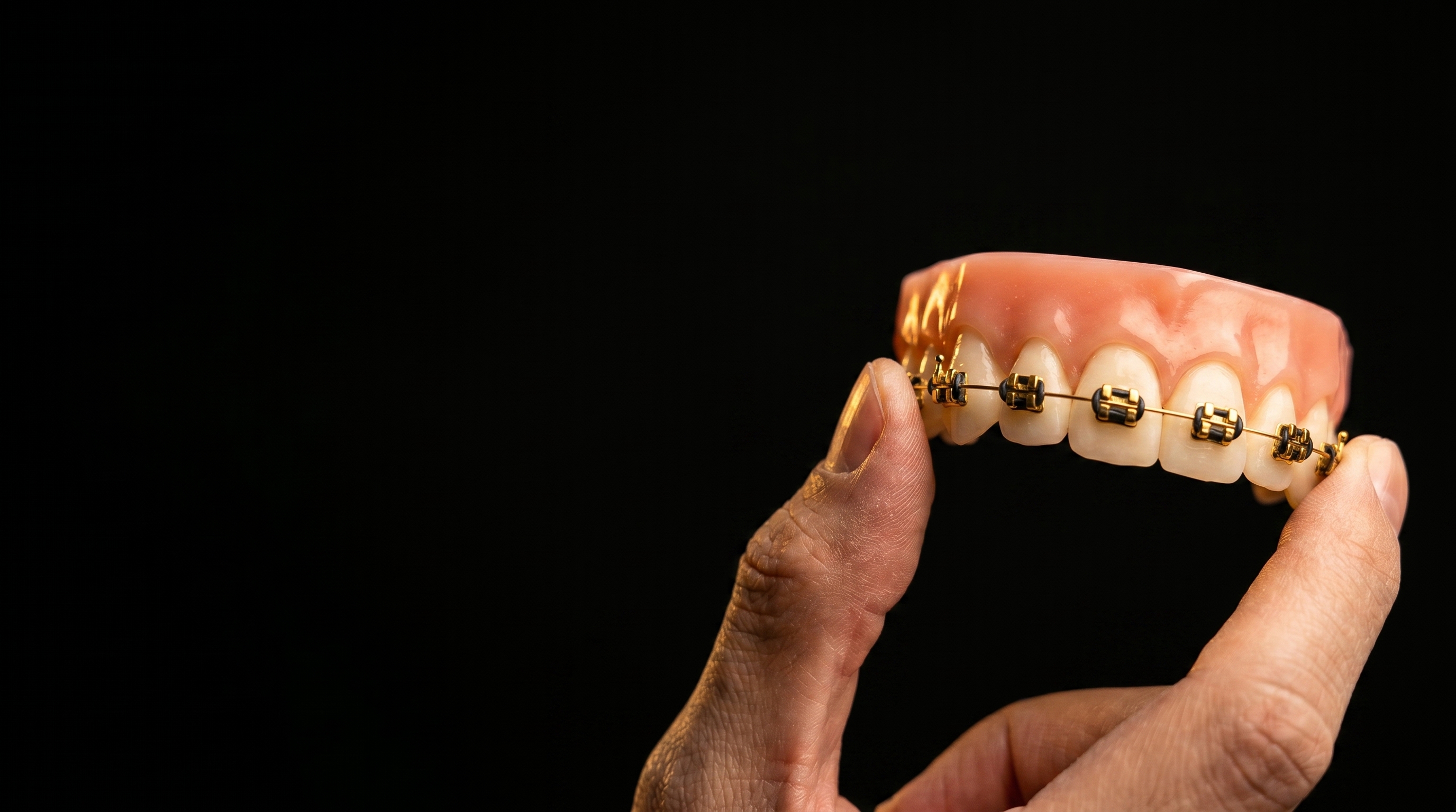 Paciente con brackets durante una revisión de ortodoncia